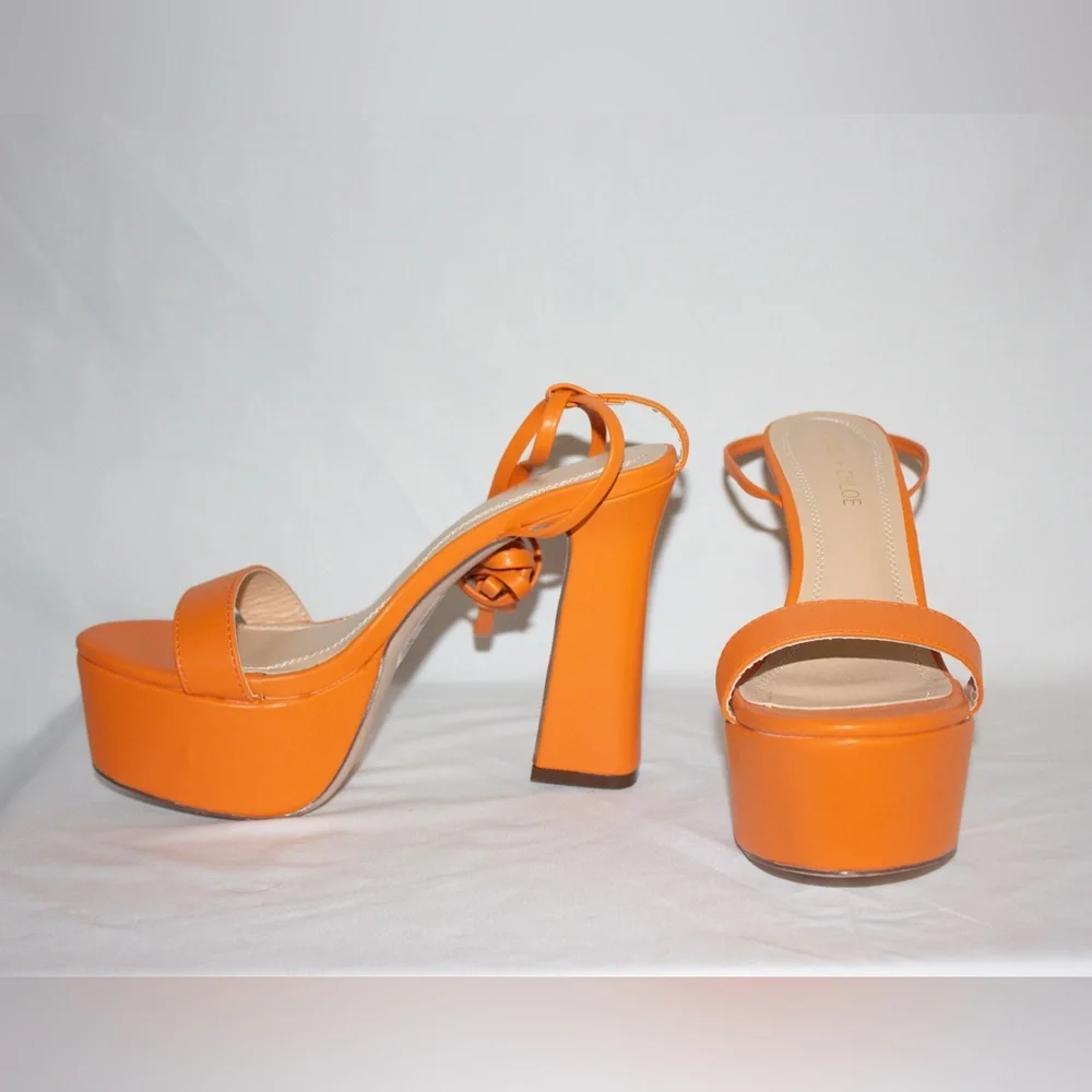Chase + Chloe Platform Heels | Orange | 7.5 - Picture 3 of 6